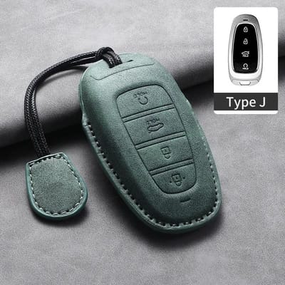 4 Knoppen Leer Auto Sleutelhouder Hoesje Voor Hyundai Tucson Solaris Sonata Hybrid Nexo Nx4 Santafe Dn8 Auto Sleutelhouder Schaal gray
