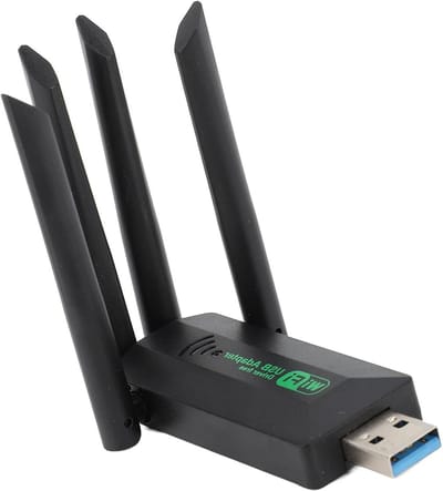 Draadloze WiFi Adapter - Netwerkkaart Dongle - Snelle Internetverbinding - Dubbele Band Antennes - 1200 Mbps - Zwart