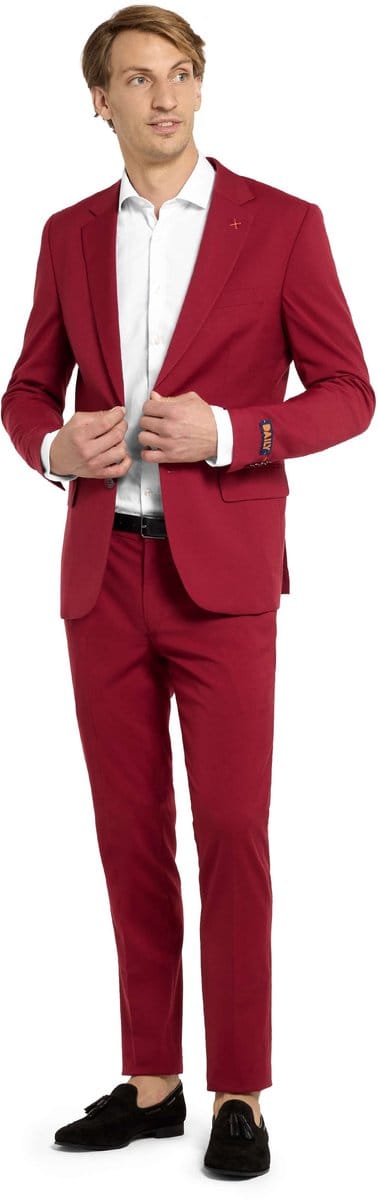 OppoSuits Daily Bright Burgundy - Casual Heren Pak - Kostuum - Inclusief Blazer en Pantalon - Maat EU 62