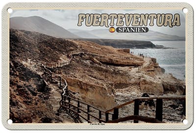 Blechschild Reise 18x12cm Fuerteventura Spanien Cuevas De Ajuy Deko