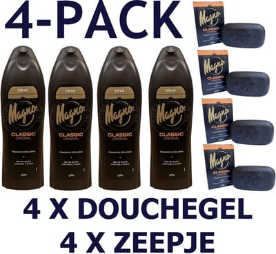 MULTIPACK 4 x Magno Classic Shower Gel 550ml MET 4 X EEN MAGNO CLASSIC ZEEPJE