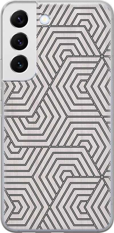 Leuke Telefoonhoesjes - Hoesje geschikt voor Samsung Galaxy S22 - Geometrisch - Soft case - TPU - Print / Illustratie - Grijs
