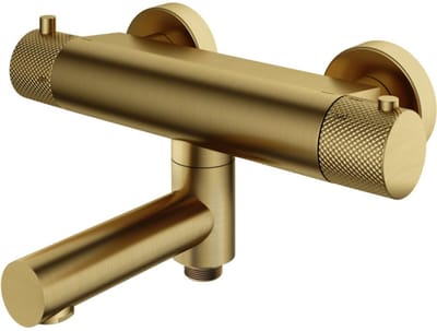 Hotbath Cobber X Thermostatische Badmengkraan met Wegdraaibare Omstel Uitloop - Geborsteld Messing PVD