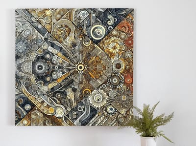 Line art escher schilderij | Intricate Illusions: A Study in Tessellating Lines and Perspectives | Kunst - 80x80 centimeter op Forex | Foto op Forex