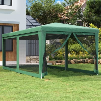 vidaXL - Partytent - met - 6 - mesh - zijwanden - 3x6 - m - HDPE - groen