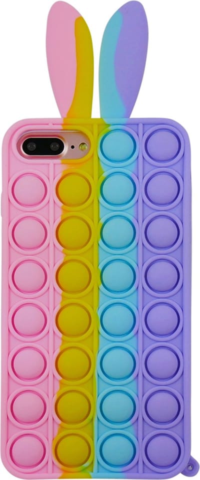 Peachy Bunny Pop Fidget Bubble siliconen hoesje geschikt voor iPhone 7 Plus en iPhone 8 Plus - kleurrijk