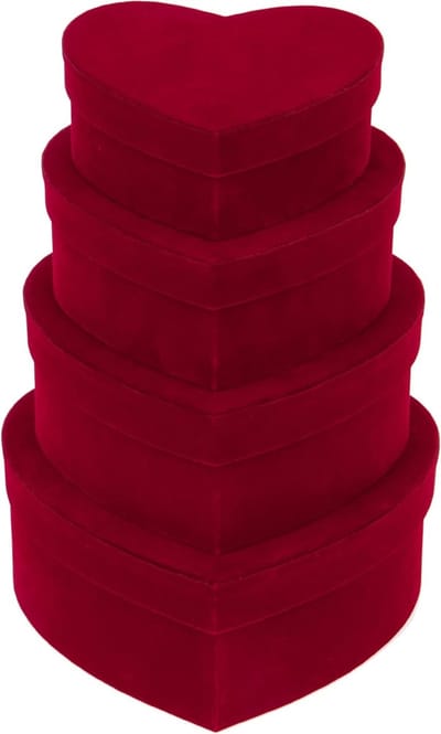 Set van 4 Hartvormige Cadeauboxen met Deksel, Opbergdozen voor Sieraden, Verjaardag en Moederdag Geschenken
