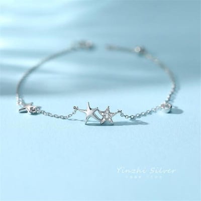 Nouveau Tempérament Mode Exquis Étoile de Mer Argent Sterling 925 Bijoux Personnalité Univers Étoilé Populaire Bracelets Sb223 white