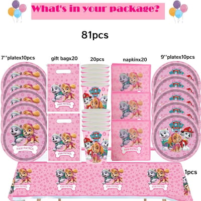 Roze Paw Patrol Verjaardagsfeest Decoratie Skye Wegwerp Servies Tafelkleed Bord Folie Ballonnen Babyborrel Meisjes Feestartikelen