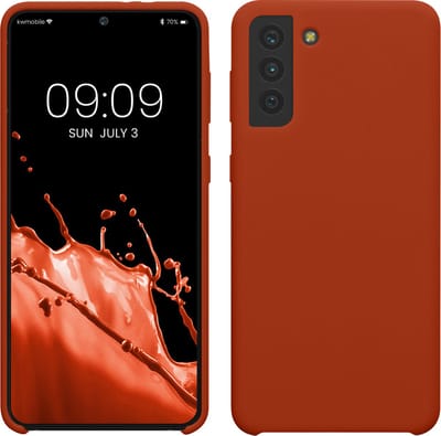 kwmobile telefoonhoesje geschikt voor Samsung Galaxy S21 Plus - Hoesje met siliconen coating - Smartphone case in roestoranje
