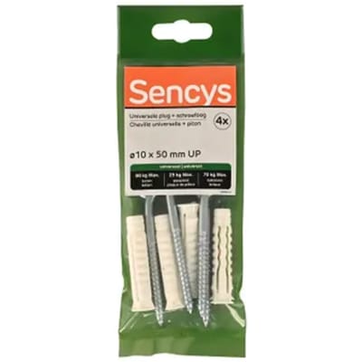 Sencys Universele Plug Nylon - Diam. 10x50mm - 4 Stuks