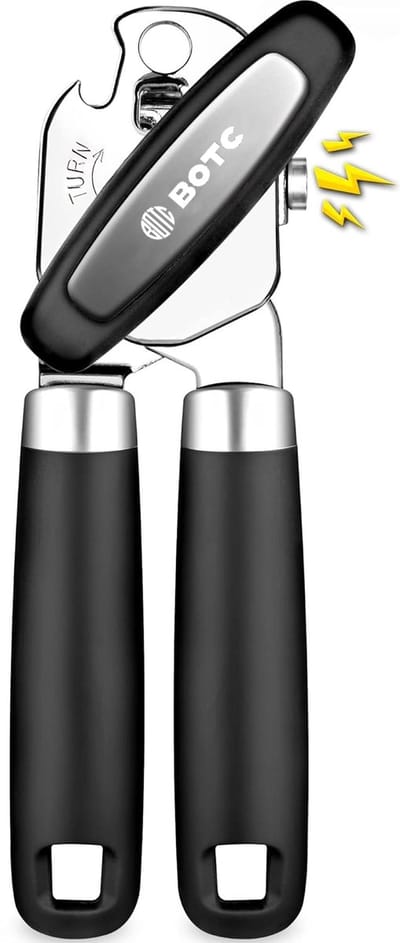 BOTC Blikopener - Met krachtige magneet - Veilig - Opent zonder scherpe randen - RVS - Silicone - Zwart