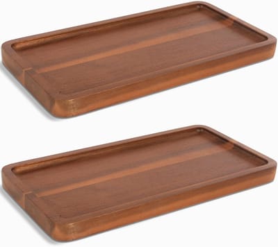Houten Dienblad Set - Serveerschalen Hout - Hapjes Presenteren - Natuurlijke Houtnerf - 2 Stuks 30cm - Houtkleur