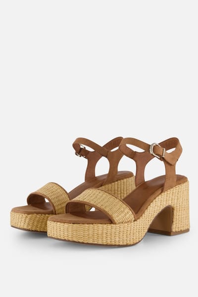 Tamaris Tamaris Sandalen met hak cognac Textiel