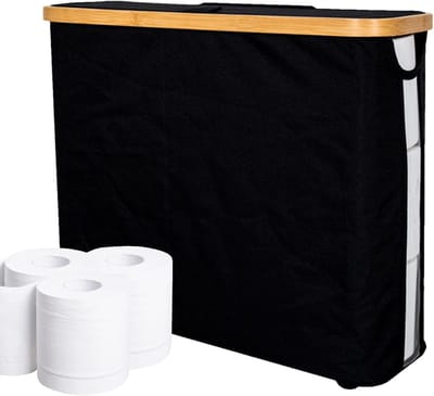 Toiletpapier Opslag - Papieren Container - Badkamer Organisatie - Opvouwbaar Ontwerp - 23 Liter Inhoud - Zwart
