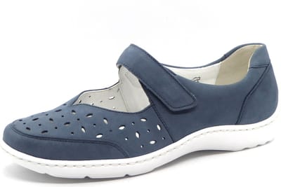 Waldläufer Dames Bandschoen - 496325-191-263 Jeansblauw - Wijdte H - Maat 4½
