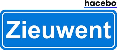 Hacebo - Plaatsnaam Sticker - 29x10 CM - Zieuwent sticker - Verkeersborden sticker - grappige cadeaus - Zieuwent