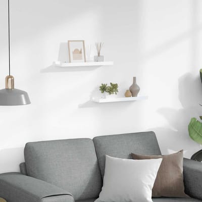 vidaXL - Wandschappen - 2 - st - 40x9x3 - cm - hoogglans - wit