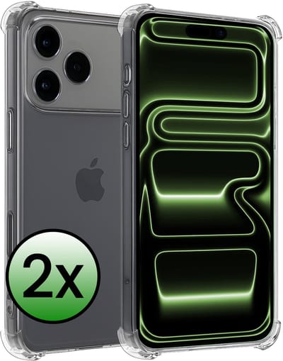Hoesje 2 Stuks - Geschikt voor Apple iPhone 17 Pro - Sterk & Shockproof - Siliconen Case - Back Cover - Telefoon Hoes Shock Proof - Transparant