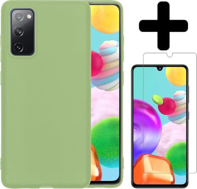 Hoesje - Met Screenprotector - Geschikt voor Samsung Galaxy A41 - Sterk & Shockproof - Telefoon Hoes - Back Cover - Siliconen Case - Telefoonhoes - Groen