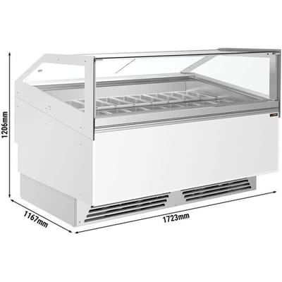 GGM Gastro Eistheke ADAM - 1700mm - Umluft - für 18x 5 Liter oder 12x 7 Liter Eisbehälter - Weiß