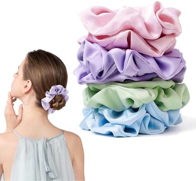 Scrunchies Haargummi, Haarvriendelijk Zonder Knikjes, Satijn Zijdezacht Elastisch, Voor Alle Haartypes Vrouwen, Macaron Pastelkleuren, Lichte Kleuren Set