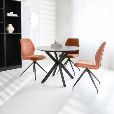 Dimehouse Eettafel Rond Sintered Stone Marmerlook Grijs Yuna 150 x 150 x 76 cm - Marmer - Modern - Rond