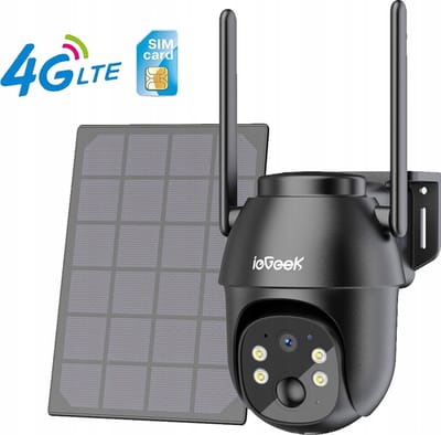 ieGeek 4G LTE Cellulaire Zonne-beveiligingscamera Draadloos Buiten, Geen WiFi Zonne-energie Camera, 360° Live View, 2K Kleuren Nachtzicht, PIR Bewegingssensor, 2-weg Gesprek, Ingebouwde SIM-kaart