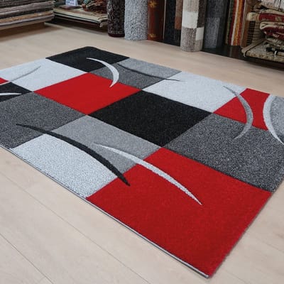 Rood Tapijt Laagpolig Vloerkleed Koho Eternal Flow - 80x300cm- Modern - Woonkamer - Salon - Slaapkamer - Eetkamer