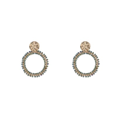 Day&Eve by Go Dutch Label Oorknoppen Cirkel Dubbele Rij Kralen Forest Green