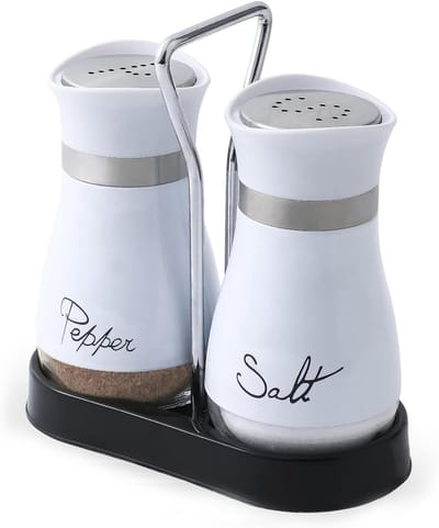 Set van 2 zout- en peperpotten- zout- en peperset- zout- en peperset- zoutpan- keukenaccessoires (wit)