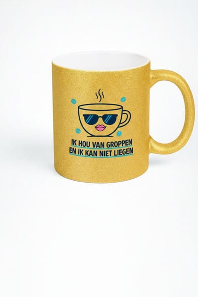 Ik Hou Van Groppen Gouden Glitter Mok - Originele Koffiemok met Tekst