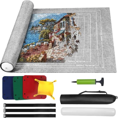 Puzzelmat voor legpuzzels tot 2000 stukjes - veelzijdige puzzelrolmat en opberger - grijs