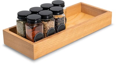 Creative Deco Houten opbergdoos | 36 x 15 x 5 cm | Houten organisatiedoos | Beukenhout | Dienblad voor snuisterijen, kostbaarheden, kruiden