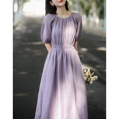 Romantische en Elegante Franse Vakantie Stijl Jurk Lange Rok Zomer Dames Taille-omhelzend en Slank Grote Zwaairok XL gray
