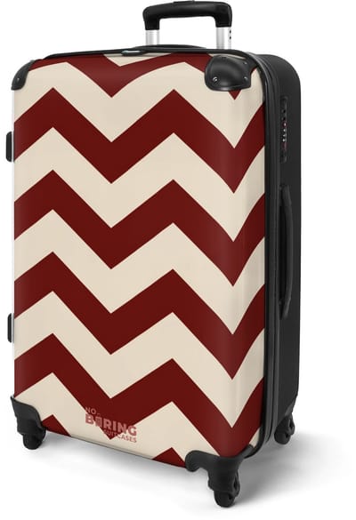 NoBoringSuitcases.com® - Koffer groot - Rolkoffer lichtgewicht - Zigzag patroon in rood en beige - Reiskoffer met 4 wielen - Valies grote trolley XL op wieltjes - Harde reistrolley met TSA slot - 20 kg bagage - Reizen