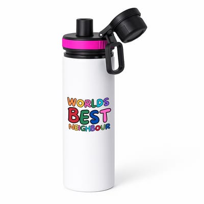 Hacebo® - world's best neighbour waterfles met draaidop roze - Buurman - beste buurman - verjaardagscadeau - kado - gift - water fles - 850ML