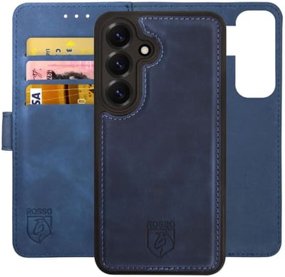 Rosso Element Geschikt voor Samsung Galaxy S25 Plus | Uitneembaar 2-in-1 Hoesje | Luxe Portemonnee | Back Cover en Book Case | Pasjeshouder | Blauw