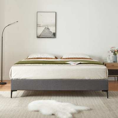 Tweepersoonsbed Lilla met bedbodem 140x200 cm donkergrijs [en.casa]