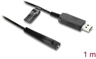 Delock USB Charging Cable 12 V for Electric Shavers compatible with Braun series 1, 3, 5, 7, 9 - shaver charger replacement cable 1 m