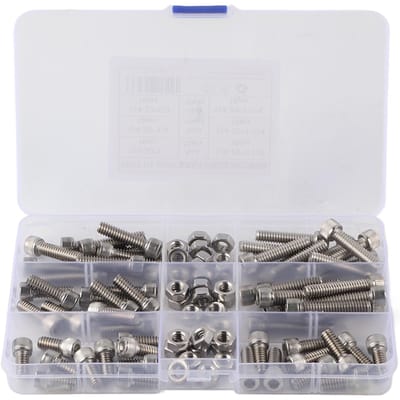 90 stuks 1420UNC Roestvrij Staal Zeskant Inbuskop Bouten Zeskant Schroef Assortimentskit
