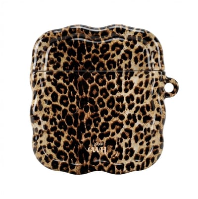 xoxo Wildhearts hoesje geschikt voor AirPods 1 & 2 - Wild Soul - Ook als telefoonhoesje verkrijgbaar - Schokbestendige wavy case - Koptelefoonhoesje - Beschermhoes met golvend design - Luipaard print