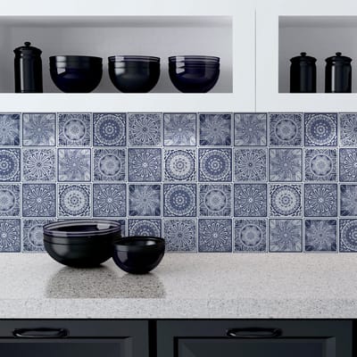Zelfklevende tegelmuurstickers voor keuken en badkamer - 24 etnische tegelstickers IZEL - 24 stickers 10x10cm