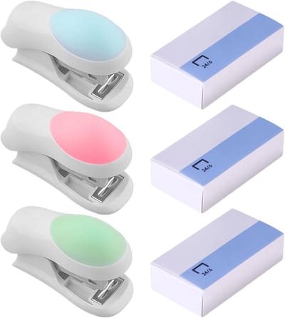 Set van 3 Mini Nietmachines - Kleurrijk & Draagbaar Nietapparaat met Nietjes
