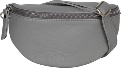 AmbraModa GLX10 - Dames heren unisex kleine heuptas buiktas crossbodytas, ideaal voor vakantie, reizen, uitgaan gemaakt van echt leer. Grijs
