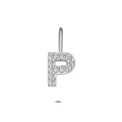 Twice As Nice Hanger in zilver, letter P met steentjes