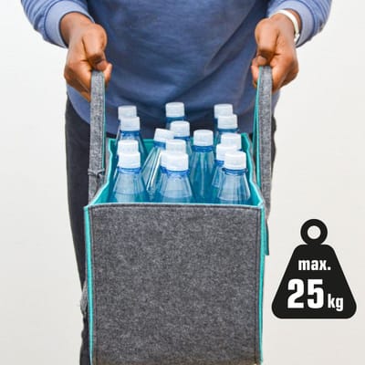 Set van 2: Sterke Boodschappentas van Vilt - 50x25x25 Vilten Houtmand - Winkelmand Haardhoutmand
