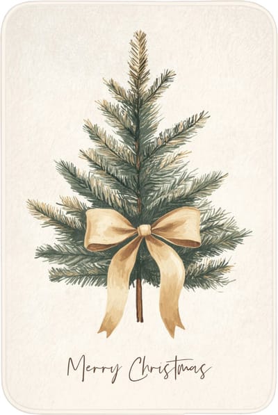 Badmat 60x90 cm - Antislip - Kerstboom - Kerst - Merry Christmas - Beige - Badmatten voor badkamer - Badkamermat - Douchemat - Badkamer mat