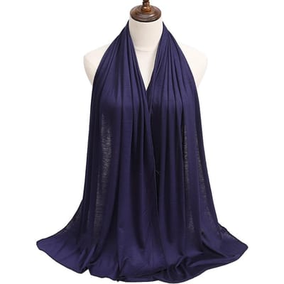 Dames Modal Katoen Jersey Hijab Ramadan Mode Effen Zacht Lang Turban Sjaal Sjaals Islamitische Dames Hoofddoek Bandana blue