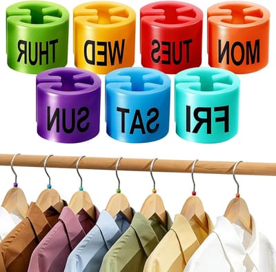 140 Stuks Weeklabels voor Kledinghangers, Kledingorganizer met Dagen van de Week, Kledinglabels in Diverse Kleuren en Tijdsaanduidingen